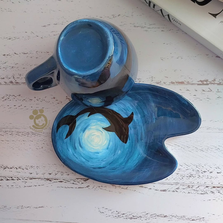 ست اسپرسو خوری سرامیکی دست ساز طرح اقیانوس