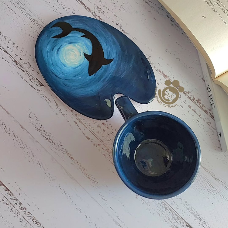 ست اسپرسو خوری سرامیکی دست ساز طرح اقیانوس