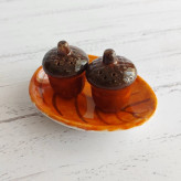 نمکدون سرامیکی دستساز طرح بلوط و برگ نارنگی سرام