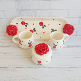 ست چای خوری سرامیکی دو نفره دست ساز طرح گل رز